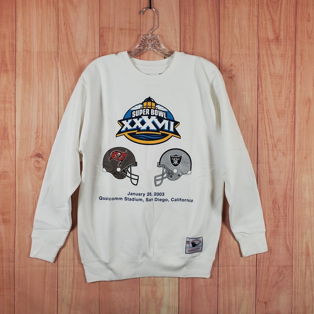 Mitchell & Ness Crewneck Sweatshirt Sz M Raiders Vs Buccaneers Super Bowl XXXVII